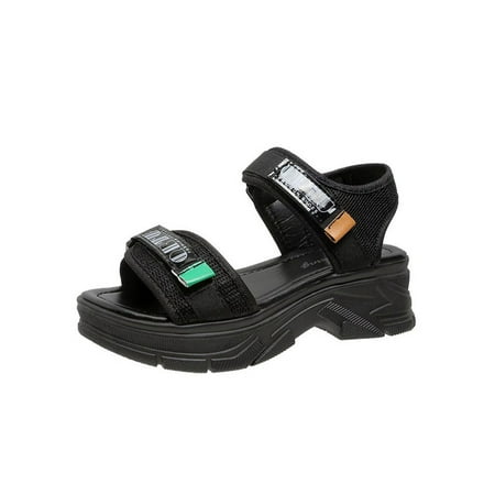 

Rotosw Womens Platform Sandals Beach Shoes Summer Sandal Women Ladies Comfort Ankle Strap Black 5.5