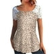 thumbnail image 1 of Mujeres Tops Casual verano encaje manga corta Split cuello túnica impresa camisetas camisetas Tops OAVQHLG3B Store lin121212, 1 of 5