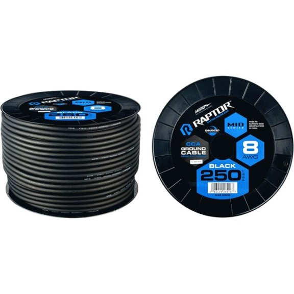 Raptor R4BK8-250 250Ft 8 AWG Black CCA Mid-Series Power Cable