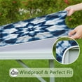 thumbnail image 6 of Blue White Tie Dye Mandala Pattern Square Fitted Tablecloth with Elastic Edge,Square Table Cover,Washable Elastic Table Cover for Home Kitchen Party Decor 34"x34", 6 of 6