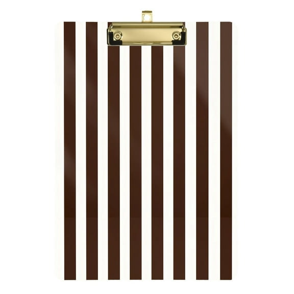 Plastic Clipboard Acrylic Hanging Clip Board with Gold Low Profile Office School Supplies 12.5x9 Dark Brown and White Striped