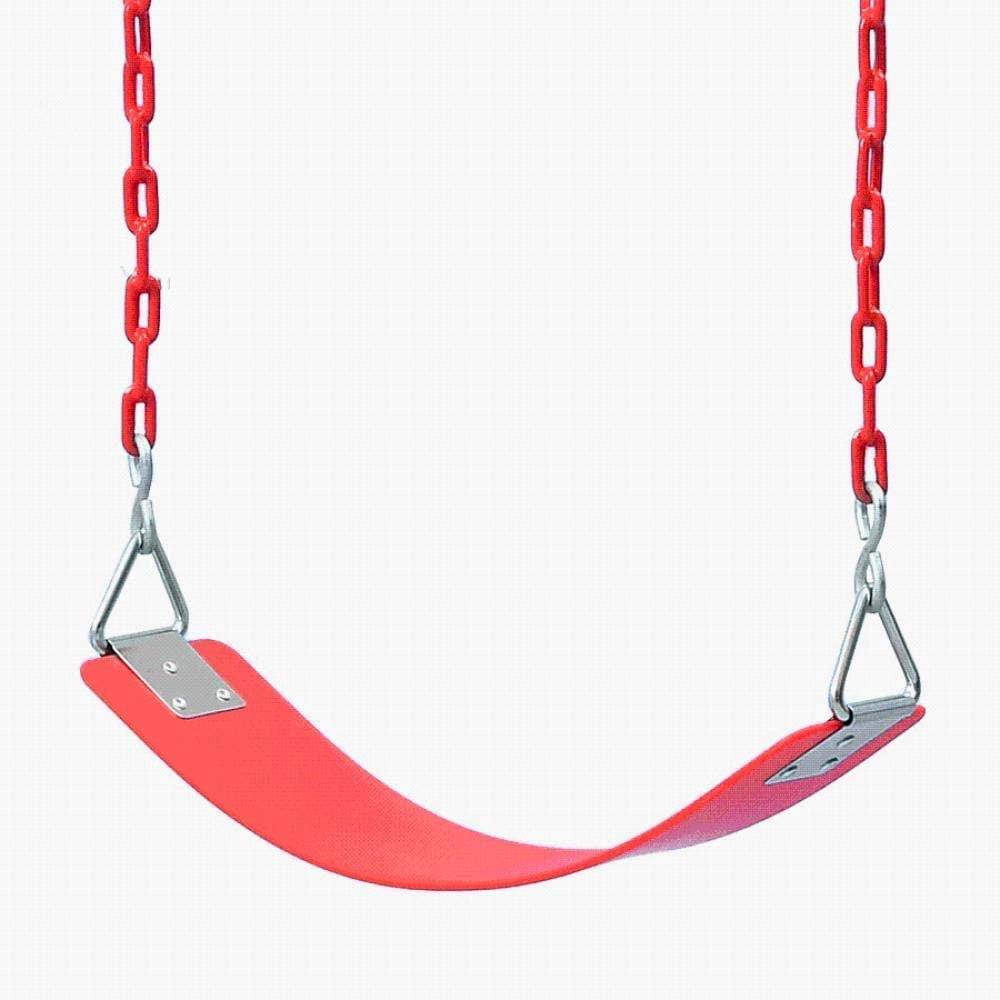 Balançoire pour Enfants Balançoire Extérieure Simple avec Pièce en Fer Triangulaire Nickelé - 64x15 0.8cm Rouge