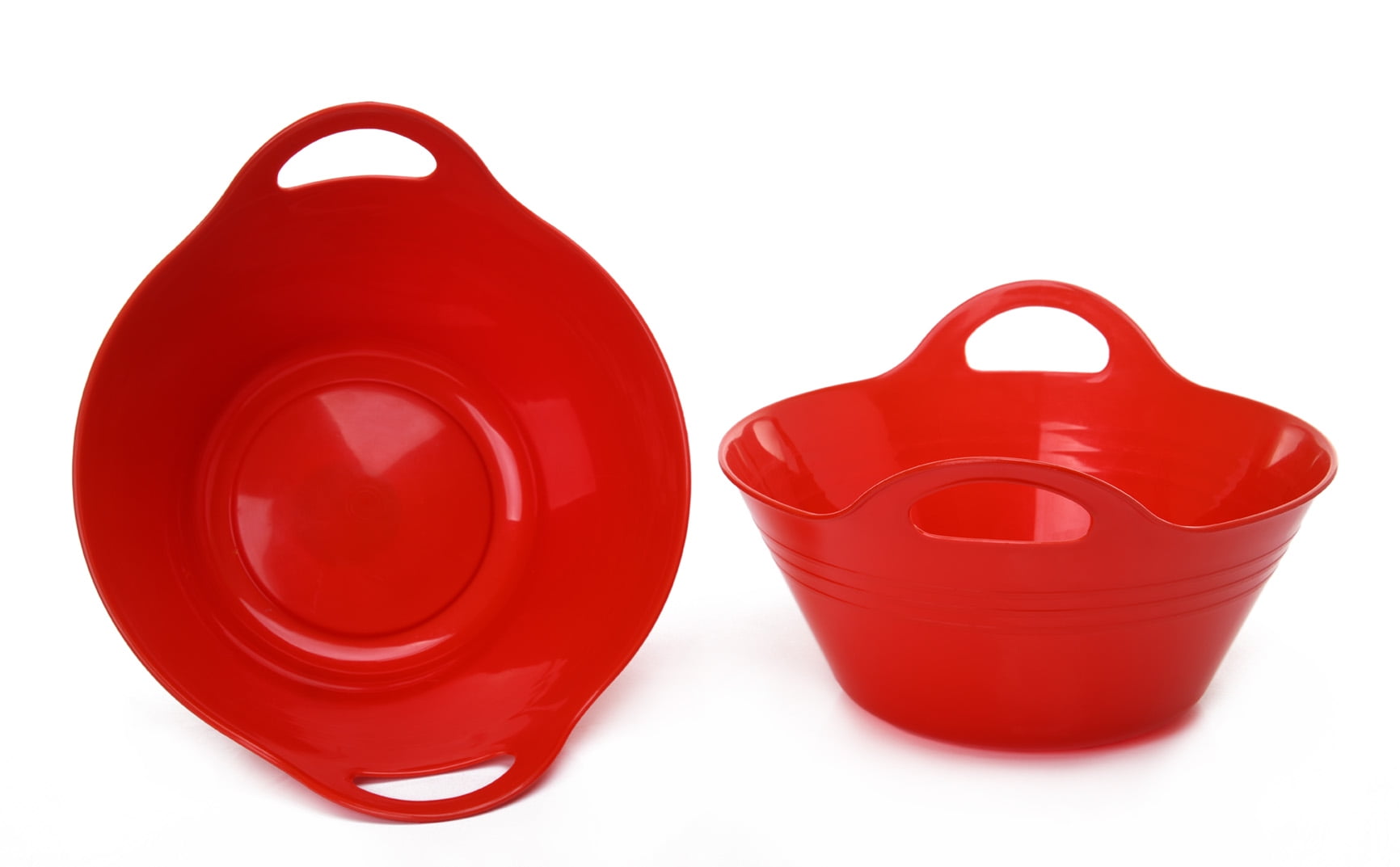 Mintra Home Plastic Bowls with Handles 2 Pack (Medium, Red)