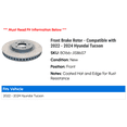 thumbnail image 2 of Front Brake Rotor - Compatible with 2022 - 2024 Hyundai Tucson 2023, 2 of 2
