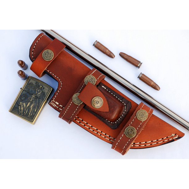 Custom Handmade Horizontal Left Hand Draw Tracker Knife Leather Sheath