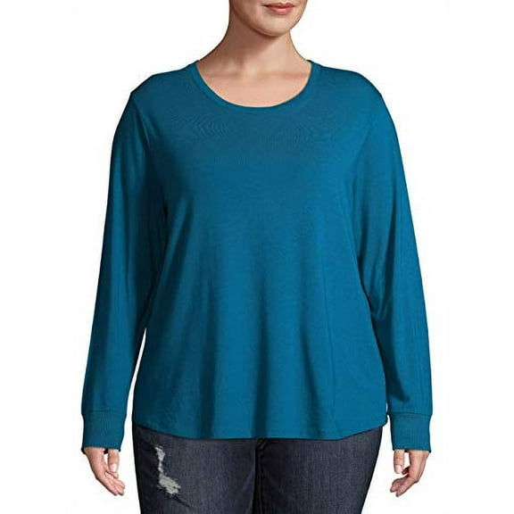 Women's Plus Size Long Sleeve Core Tee (Turquise, OX)