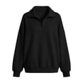 thumbnail image 7 of Smupbvk Girls 1/4 Zip up Sweatshirt Drop Shoulder Collared Tops Casual Fall Winter Cute Cuffed Long Sleeve Pullover (13-14 Years, Black), 7 of 7