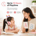 thumbnail image 6 of QINIUXO 2 Pack Kids Bluetooth Headphones with Bunny Ears, Volume Limited Wireless Headphones with Microphone for Girls & Boys, Foldable Over-Ear Headset for School, Tablet, Phone & PC (Pink/Black), 6 of 7