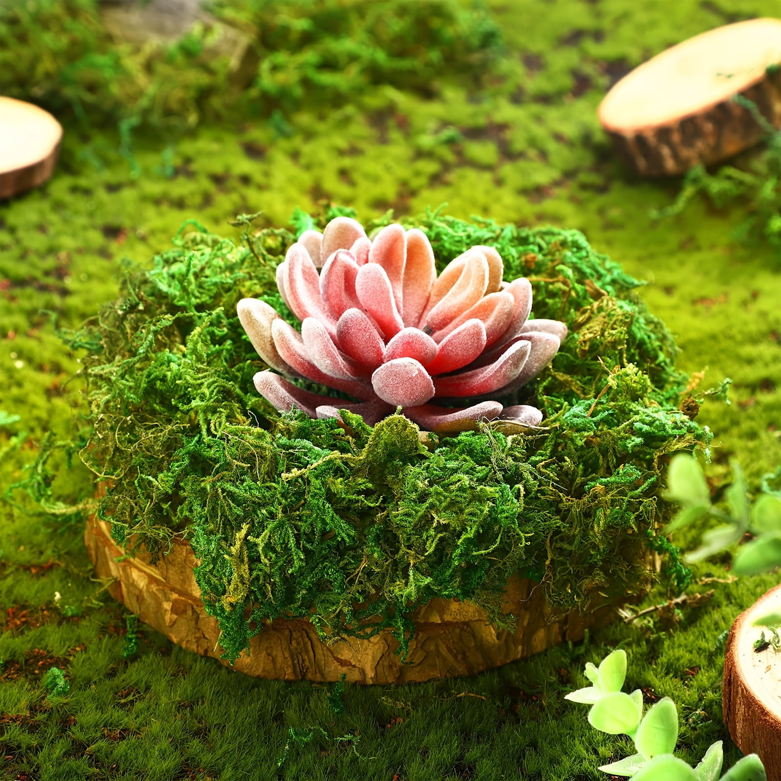 28 oz Artificial Green Moss for Crafts, Decorative Fake Moss Bulk for Terrarium Planters Floral Arrangements, Preserved Style Moss for Wedding Decor DIY Garden Landscaping