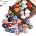 AKUMRi 10Pcs Natural Crystal Love Ornament Gift NonPorous Peach Heart Eye Stone HeartShaped