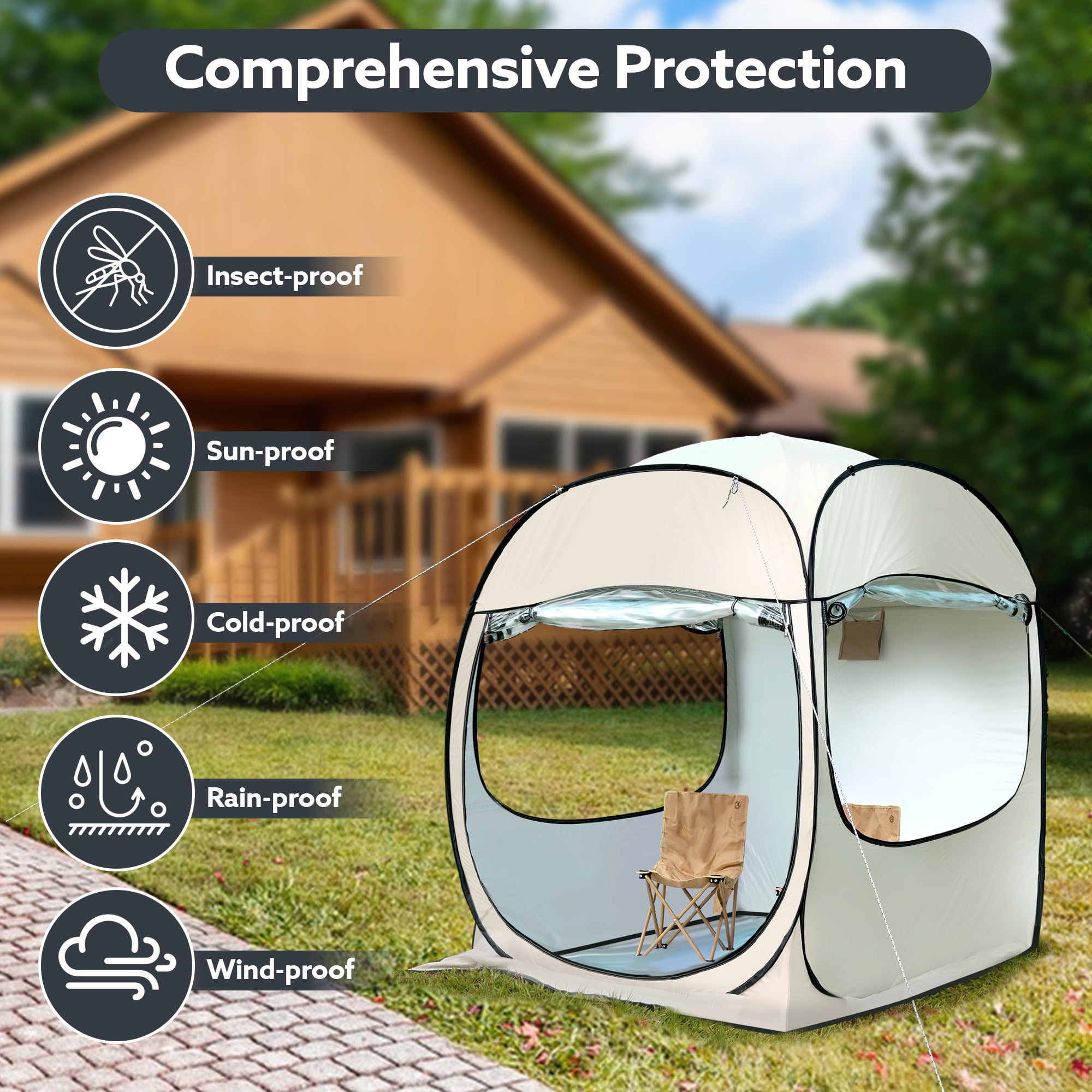 Outdoor pop-up sports tent, 59 x 59 x 67 inches transparent bubble tent, suitable for 1-3 people, portable camping tent, high visibility, suitable for sports viewing, fishing and outdoor activities