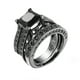 thumbnail image 3 of Compromiso 2 en 1 Set Boda Mujeres Plata Anillo Negro Anillo Vintage Anillos, 3 of 4