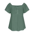 thumbnail image 4 of Fancifize Summer Shirts for Women Short Sleeve Pleated T Shirt Spring Trendy Tunic Tops Casual V Neck Going Out Y2k Outfits, 4 of 5
