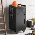 thumbnail image 2 of S-HOME Modern 34.3" Space-Saving Slim Rolling Tool Cabinet in Black with 2 Drawers and Lockable Door for Garage Storage Solutions, 2 of 19
