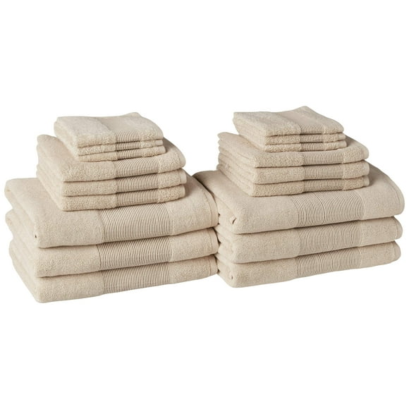 Modern Threads Air Cloud 18-Piece Towel Set - 100% Zero-Twist Cotton, 500 GSM, Quick Dry & Plush, Sand