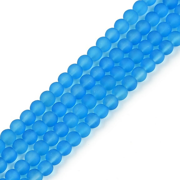 10strands Transparent Glass Beads Strands for Beading Jewelry Making Frosted Round Deep Sky Blue 4.5mm Hole: 0.6mm about 204pcs/strand 31.89 inch(81cm)