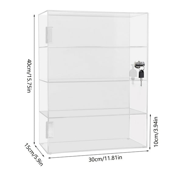 Clear Acrylic Display Case Countertop Cabinet Box 4 Shelves Showcase with Lock