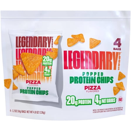 2X - Legendary Foods Gluten Free and Keto Friendly Popped Protein Chips - Pizza - 4.8oz/4ct