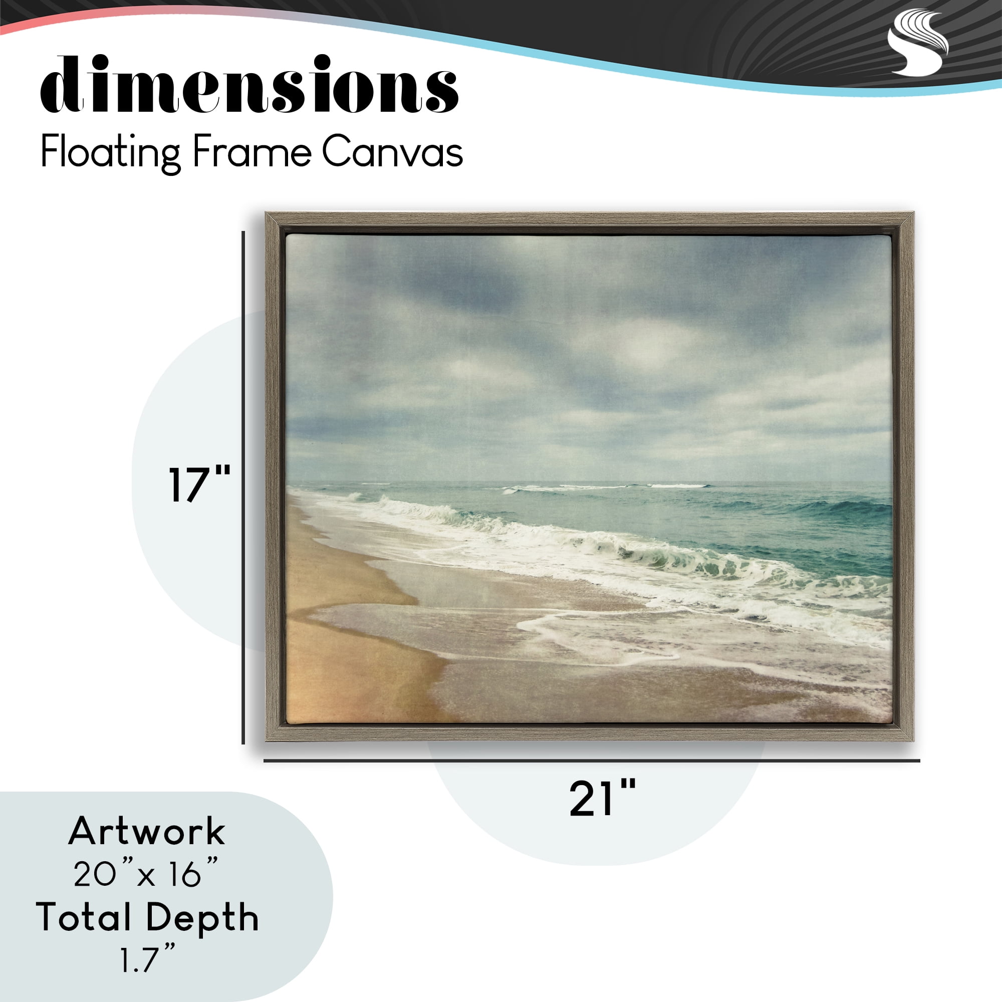 Stupell Industries Tranquil Waves Along Sandy Coast Brown Framed Floater Canvas Wall Art, design by Dirk Wüstenhagen