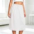 thumbnail image 1 of Women's Seamless Hem Slip Skirt Basic Modest Below the Knee Length Stretch Knit Straight Skirt for summer and office dresses(02_White,55), 1 of 2
