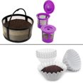 thumbnail image 1 of Reusable Mesh Ground Coffee Filter Carafe for Keurig K-Duo Brewers with 2 Refillable K Cups Pods and 100 Disposable Coffee Paper Filters for Gold Tone Basket by, 1 of 8