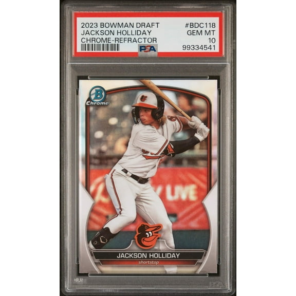 Graded 2023 Topps Bowman Draft Jackson Holliday #BDC118 Chrome Refractor Rookie RC Baseball Card PSA 10 Gem Mint