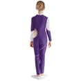 thumbnail image 2 of iEFiEL Kids Girls Figure Skating Bodysuit Ballerina Gymnastics Acrobatics Leotard Long Sleeve Shiny Rhinestones Jumpsuit Purple 10, 2 of 7