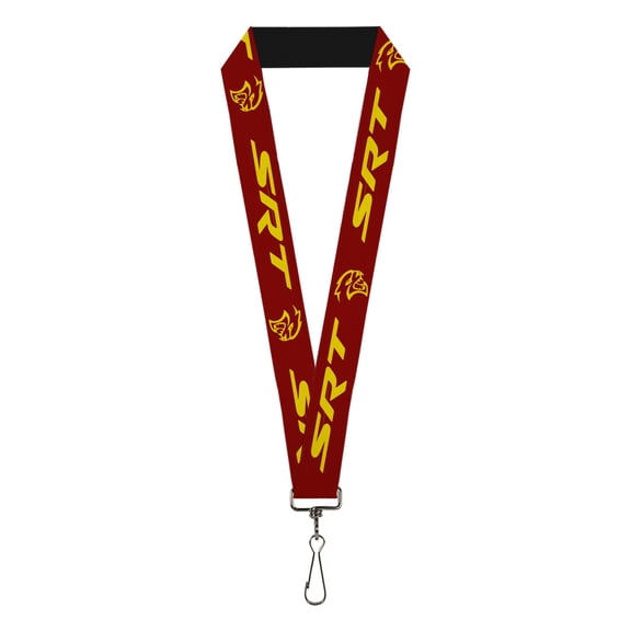 Dodge Lanyard, Dodge SRT Hellcat Logo Burgundy Yellow, Elastic