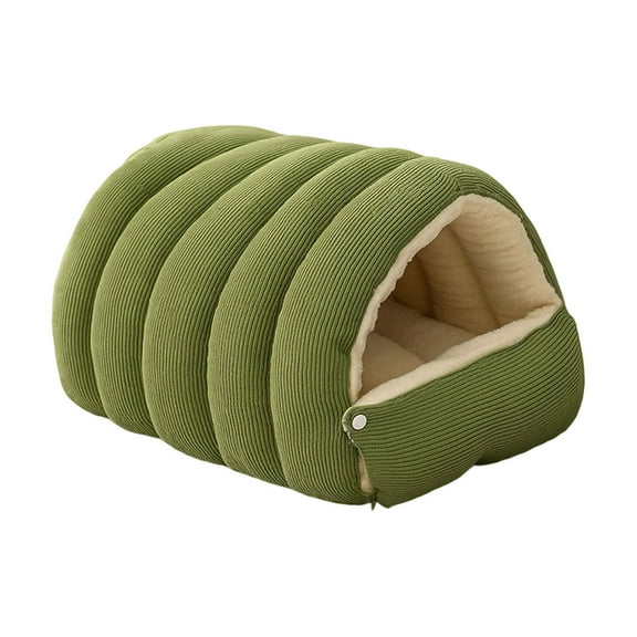 Btomtd All-Season Pet Beds for Cats and Dogs, Winter Warm Pet Sleeping Bag, Comfortable Plush Cat Bed and Dog Bed with Soft Mat, Green