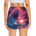thumbnail image 4 of Uemuo Hawaiian Island Beach Shark Pattern Women's Athletic Shorts High Waisted Running Shorts with Liner Pockets Gym Elastic Workout Shorts-, 4 of 9
