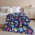 thumbnail image 3 of Flannel Fleece Throw Blanket Ocean Blue Shell Starfish Conch Lightweight Soft Plush Blankets,Marine Life Seamless Cozy Warm Throw Blanket for Couch Sofa Bed Car Office All Season Use 40x50in, 3 of 9