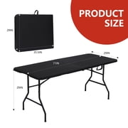 SUGIFT Folding Table 6ft Portable Heavy Duty Plastic Foldable Table for Indoor Outdoor Use (Black)