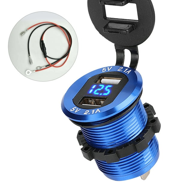 Motorcycle Charger Motorcycle Usb Charger Lighter Charger Motorcycle Lighter Socket Lighter Power Adapter 12-24V Cigar Lighter Socket Power Adapter Dual USB Charger With LED