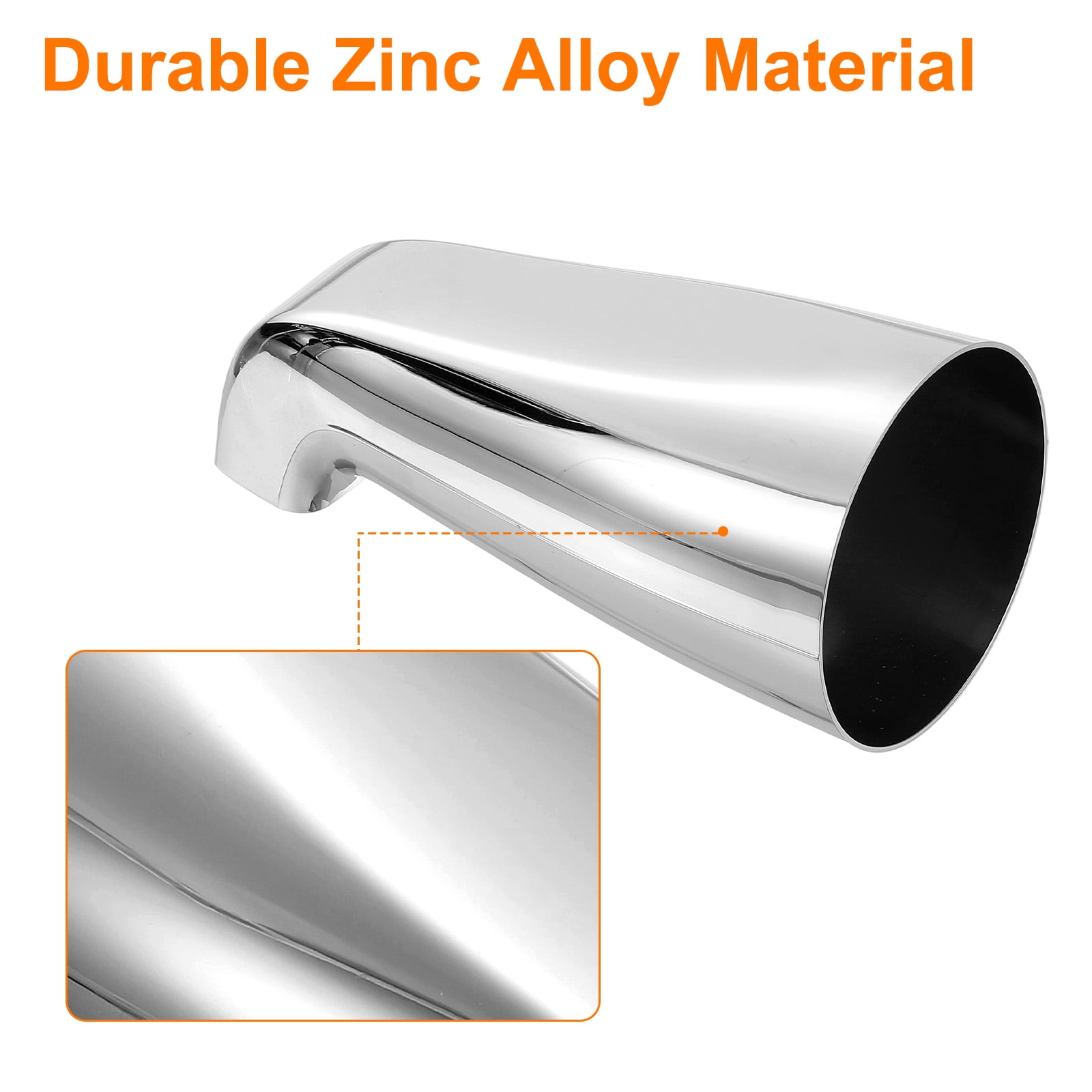 Uxcell 2Pack Universal Bath Tub Spout, Zinc Alloy Bath Spout Bathtub Faucet with Adapter for 1/2 Inch Water Tub for Bathroom Kitchen, Silver