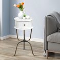thumbnail image 5 of Round Side Table, Small End Table with Metal Legs, Modern Nightstand Bedside Table for Living Room, Bedroom, Small Spaces (White), 5 of 14
