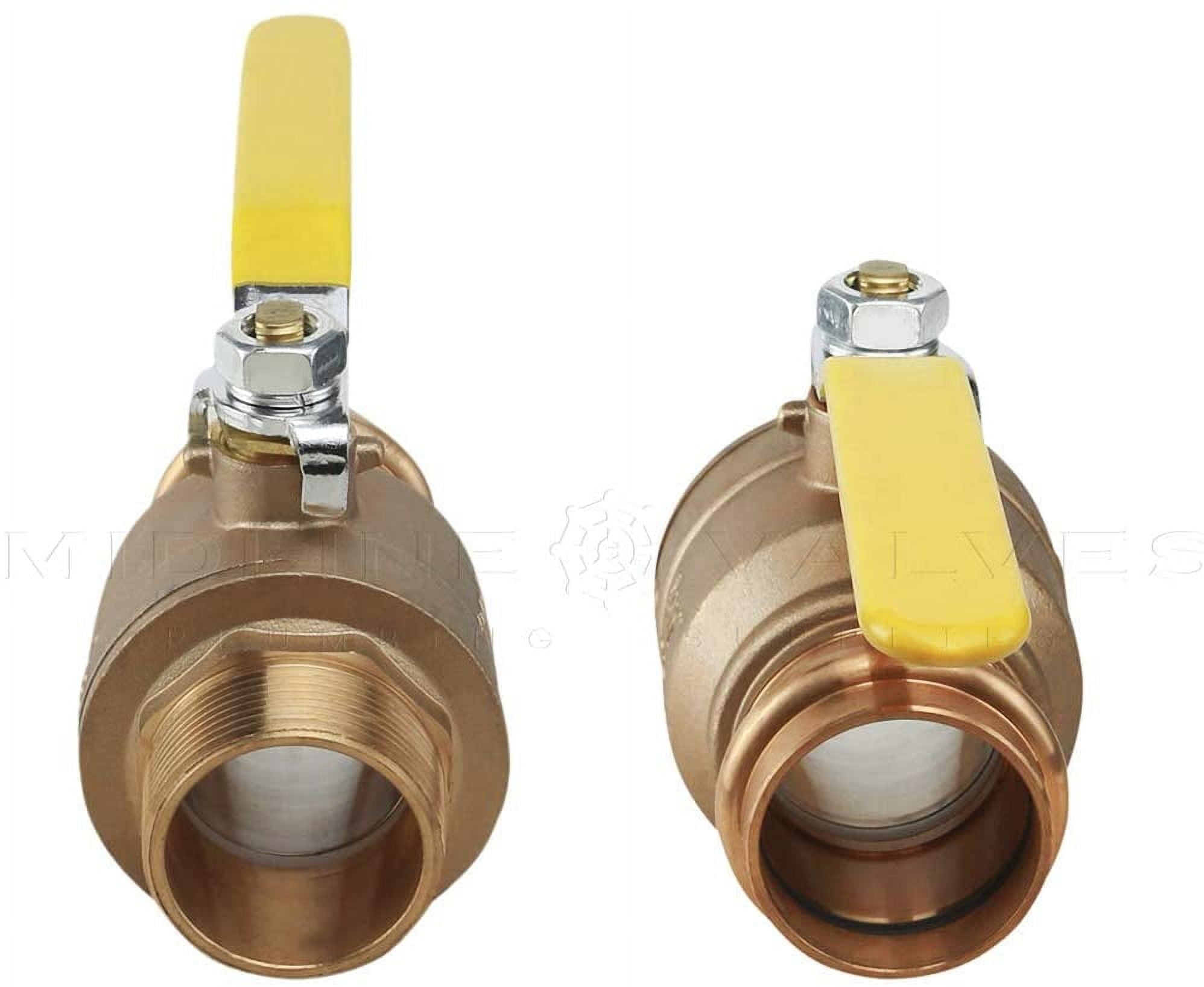 Midline Valve 542112VLVM Premium Adapter Ball Valve, with 1-1/2 in. Press x MIP Connections, Brass