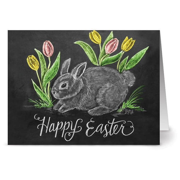 24 Chalkboard Note Cards Easter Bunny Blank Cards Kraft Envelopes Included Walmart Com Walmart Com