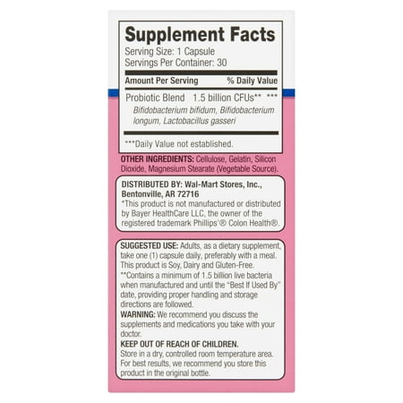 Equate Colon Support Probiotic Capsules, 30 Count