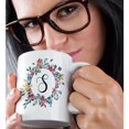 thumbnail image 2 of 3drose, Pretty Watercolor Floral Circle Frame with a Monogram Initial S, 15oz Mug, 2 of 6