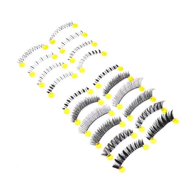 10 pares de pestañas postizas invisibles transparentes hechas a mano, gruesas, largas, naturales, rizadas, japonesas, fluctuantes, superiores e inferiores, estilo mixto.