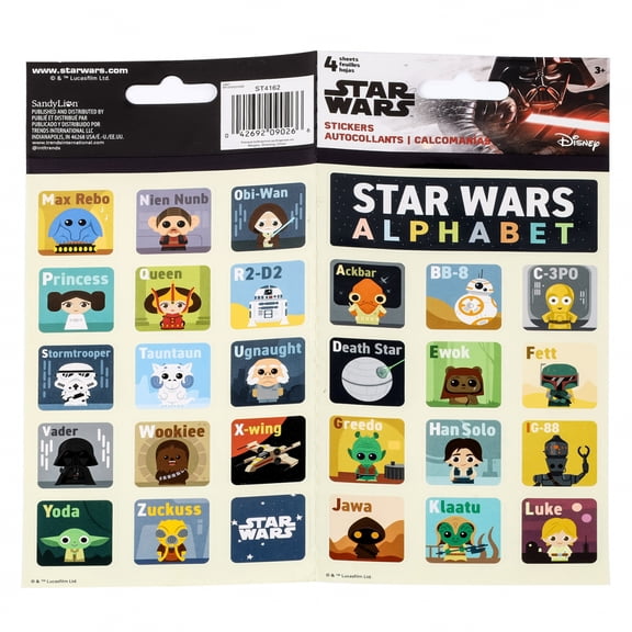 Star Wars 4pc Cute Sticker Sheets Kids Art Supplies Ages 3 and Up