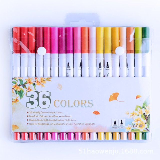 12/24/36/48/60 Kit Marcadores De Colores Plumones Doble Punta Y Rotuladores Lavables De Fineliner Para Niños Suministros Escolares