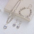 thumbnail image 5 of PISONIC Women Silver-Tone White Crystal Jewelry Set, Teardrop Necklace Drop Earrings Bracelet 3 Pcs Set, Crystal Bridal Wedding Party Prom Statement Jewelry Gift, 5 of 6