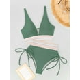 thumbnail image 6 of Women's High Waisted Bikini Sets Two Piece Tummy Control Swimsuit Color Block Bathing Suits, 6 of 9