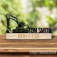 thumbnail image 3 of Craftnamesign Custom Wooden Excavator Driver Desk Name Plate, Excavator Metal Nameplate for desk, 3 of 5