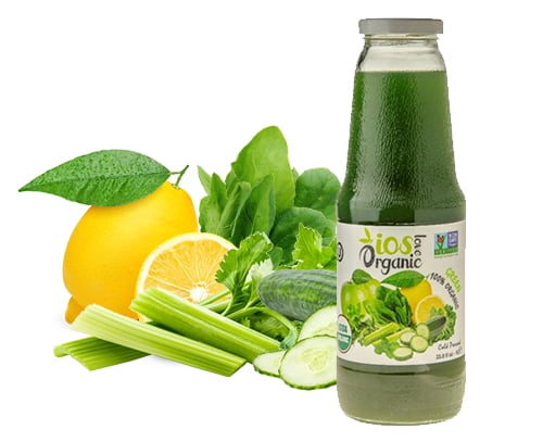 IOS Love Organic Juice - USDA Organic Certified - Cold Pressed, No Added Sugar, No Water, No Artificial Colors, No Preservatives, No Flavors Added, No Gluten - 33.8 Fl Oz (Green, Pack of 6)
