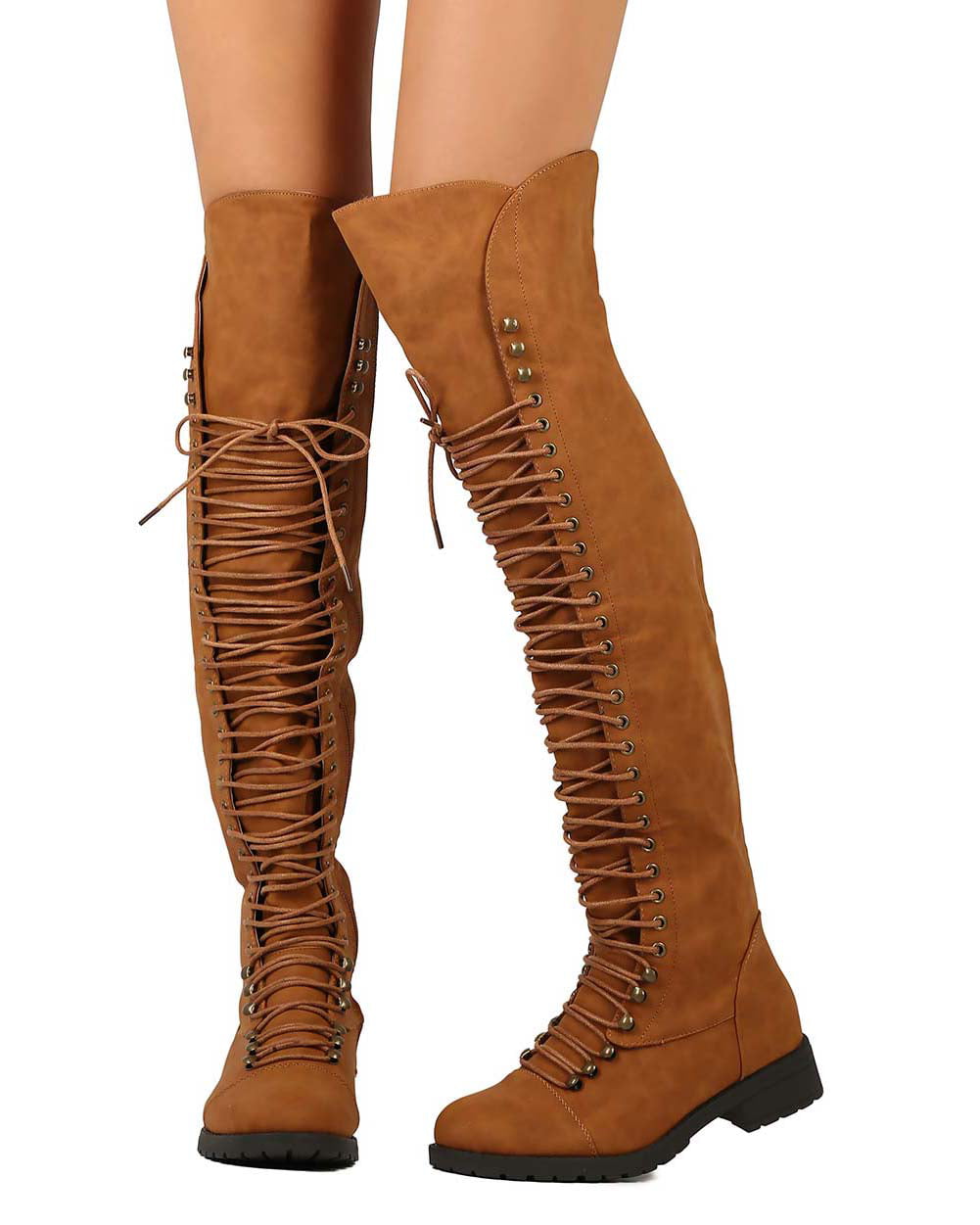 thigh high lace up combat boots