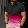 thumbnail image 2 of SSAAVKUY Men's Casual Polo Shirts Classic Button Basic Short Sleeve Shirt Gradient Soft Tees Golf Stylish Tops Multicolor 16, 2 of 5