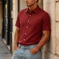 thumbnail image 7 of Trgacdwlo S-5XL Red Button Down Shirt Men Collared Short Sleeve Men Dress Shirt Big and Tall Summer Beach Casual Shirts for Men, 7 of 7