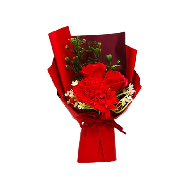 Ramo de flores artificiales de seda con rosas y claveles,ramo de regalo,arreglo floral artificial para decoración del hogar,flores simuladas,regalo de cumpleaños para mamá.